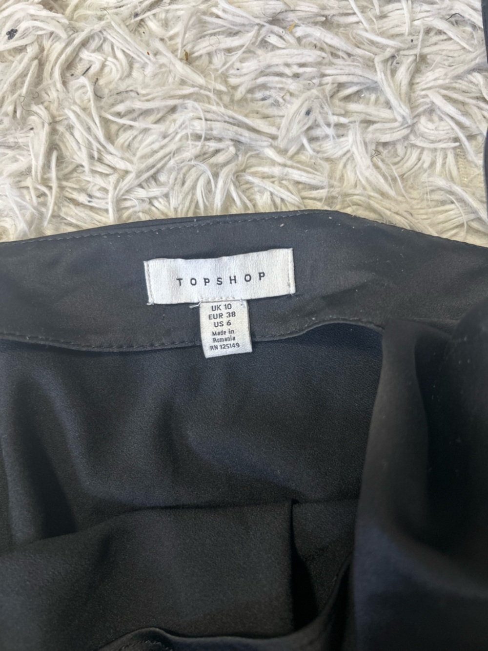 Topshop Black Ruched Satin Cowl Slip Mini Dress - Picture 8 of 11